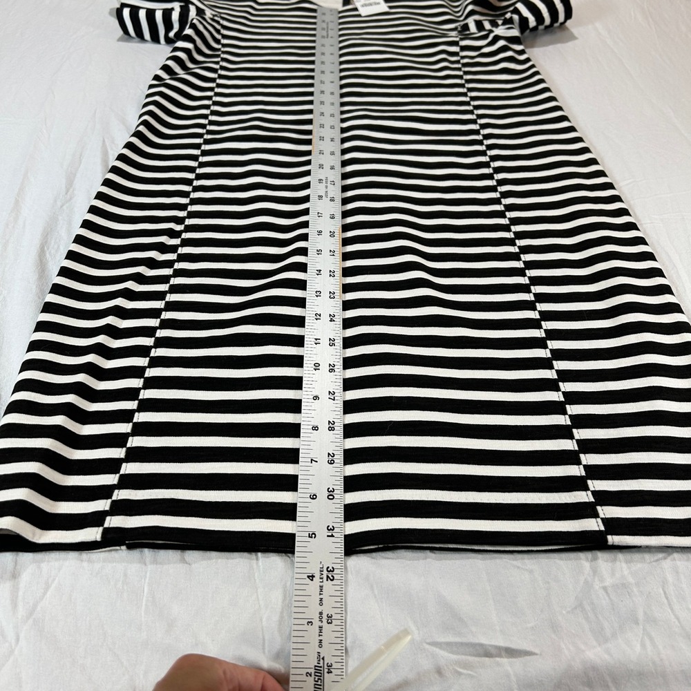 J.Crew Black White Striped Cotton Knit Shift Dress G2722 Womens Size S NWT - Picture 5 of 8
